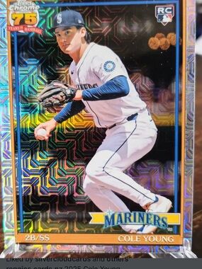Topps SERIES 1 Cole Young SILVER REFRACTOR  ROOKIE Card - Red/Blue